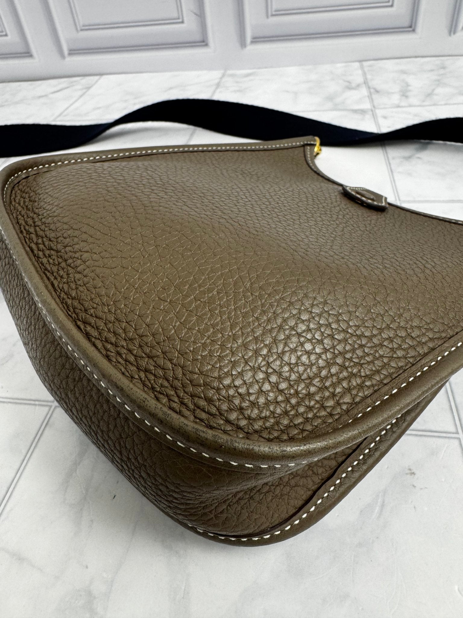 Hermes Etoupe Taurillon Clemence Leather Evelyne 16 Amazone Bag TPM