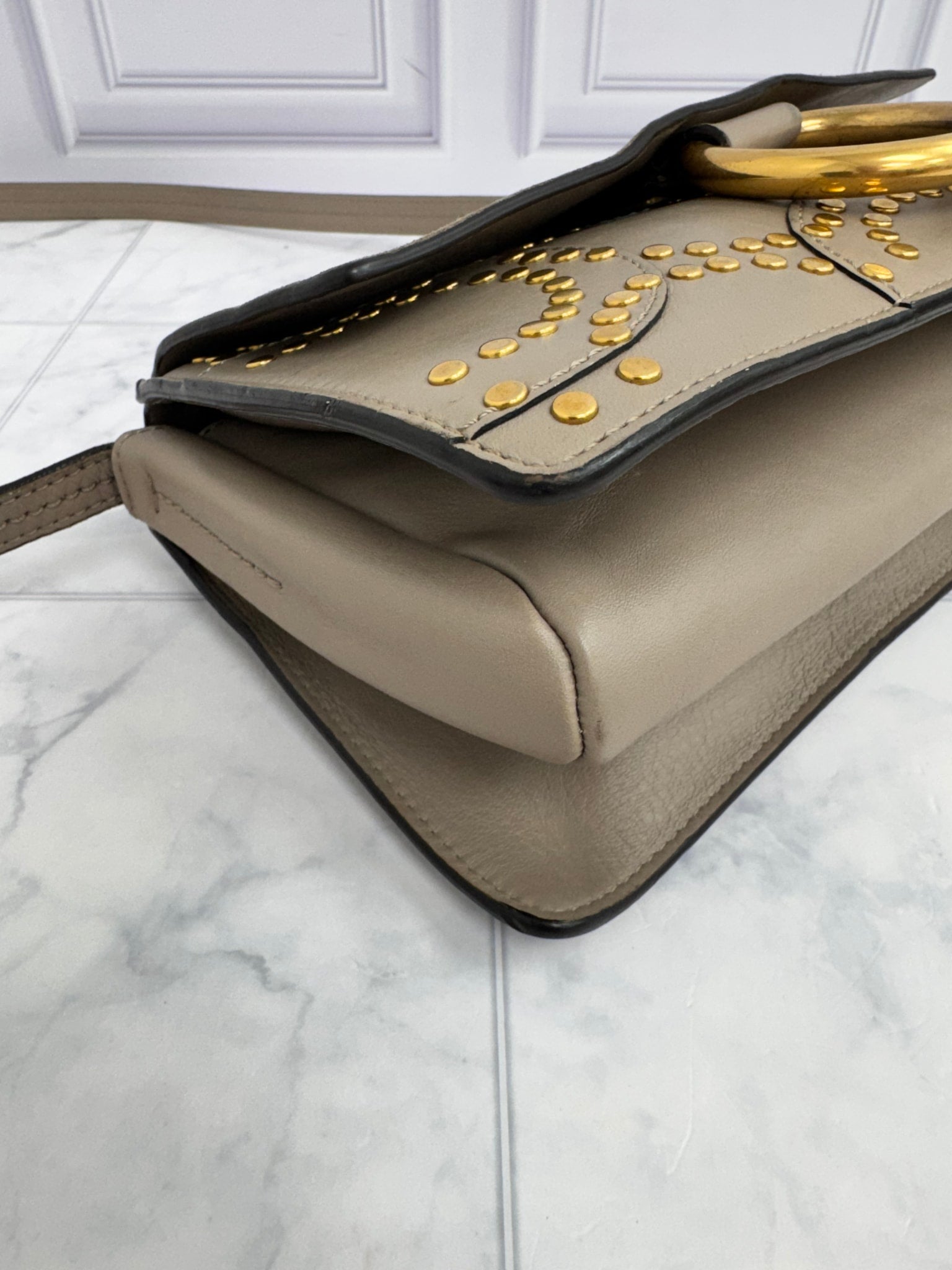 Chloe Taupe Suede And Leather Faye Studded Shoulder Bag
