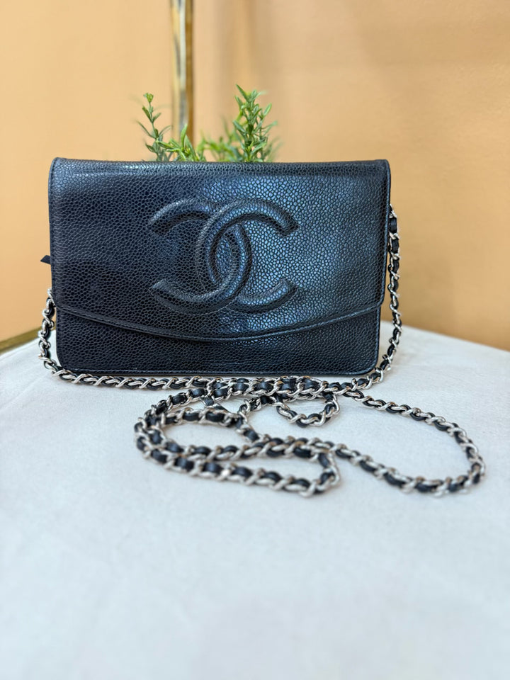 Chanel Black Caviar Timeless Wallet On Chain