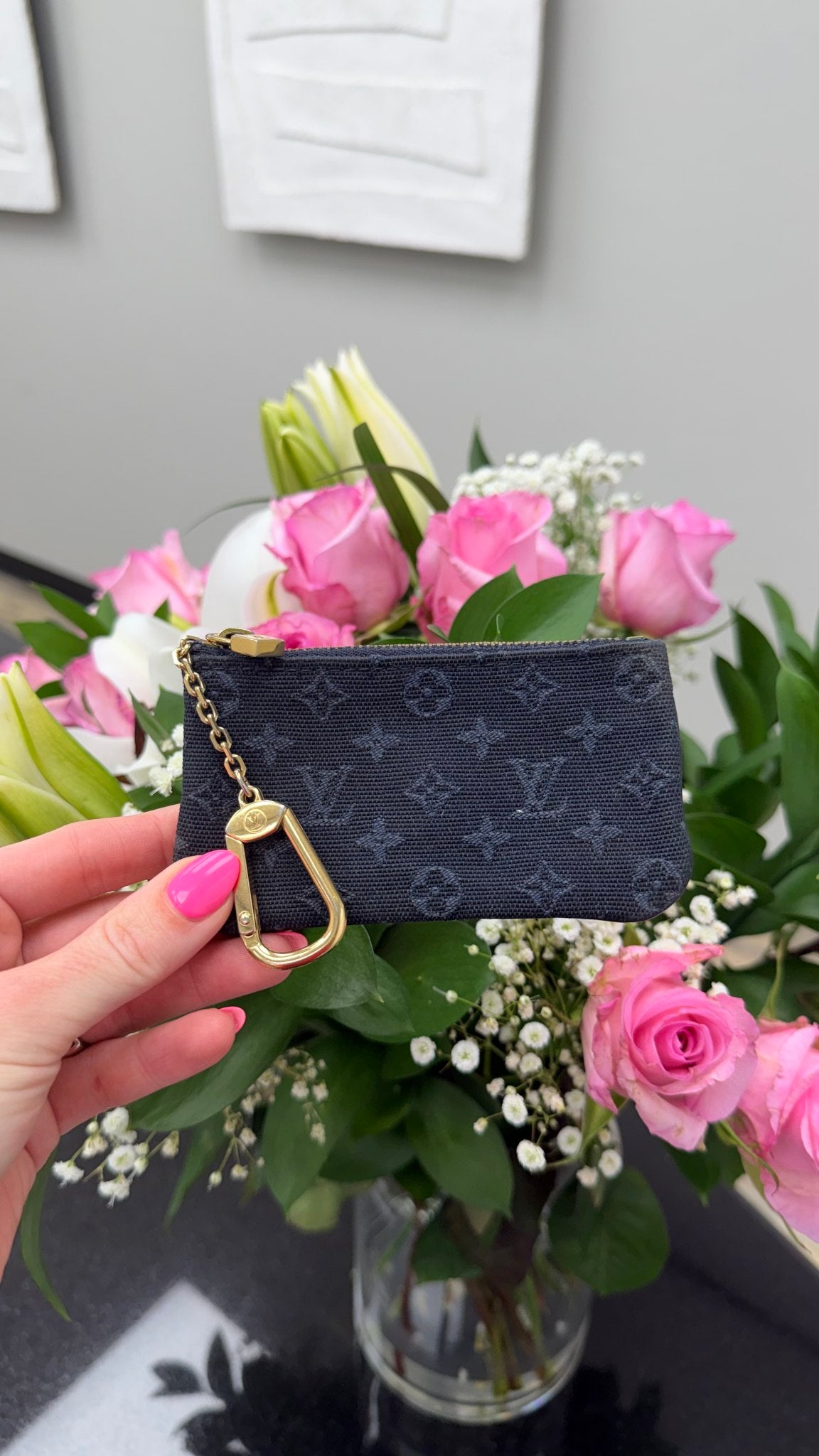 Louis Vuitton Blue Mini Lin Key Cles