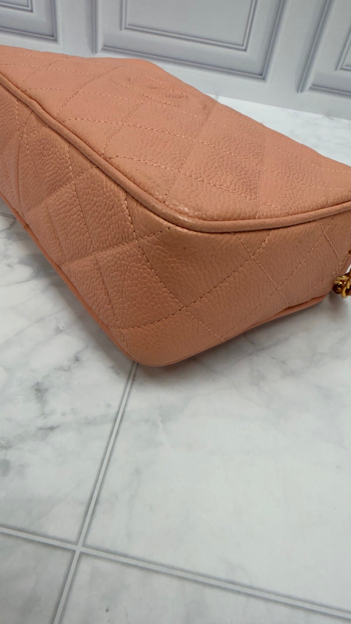 Chanel Vintage Rose Pink Quilted Caviar Camera Bag