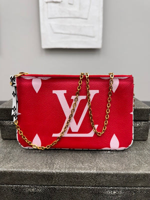 Louis Vuitton Red And Pink Monogram Giant Pochette Accessoires