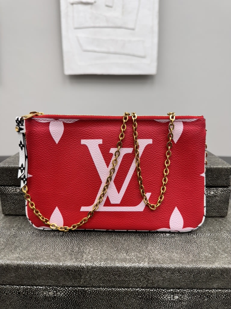 Louis Vuitton Red And Pink Monogram Giant Pochette Accessoires