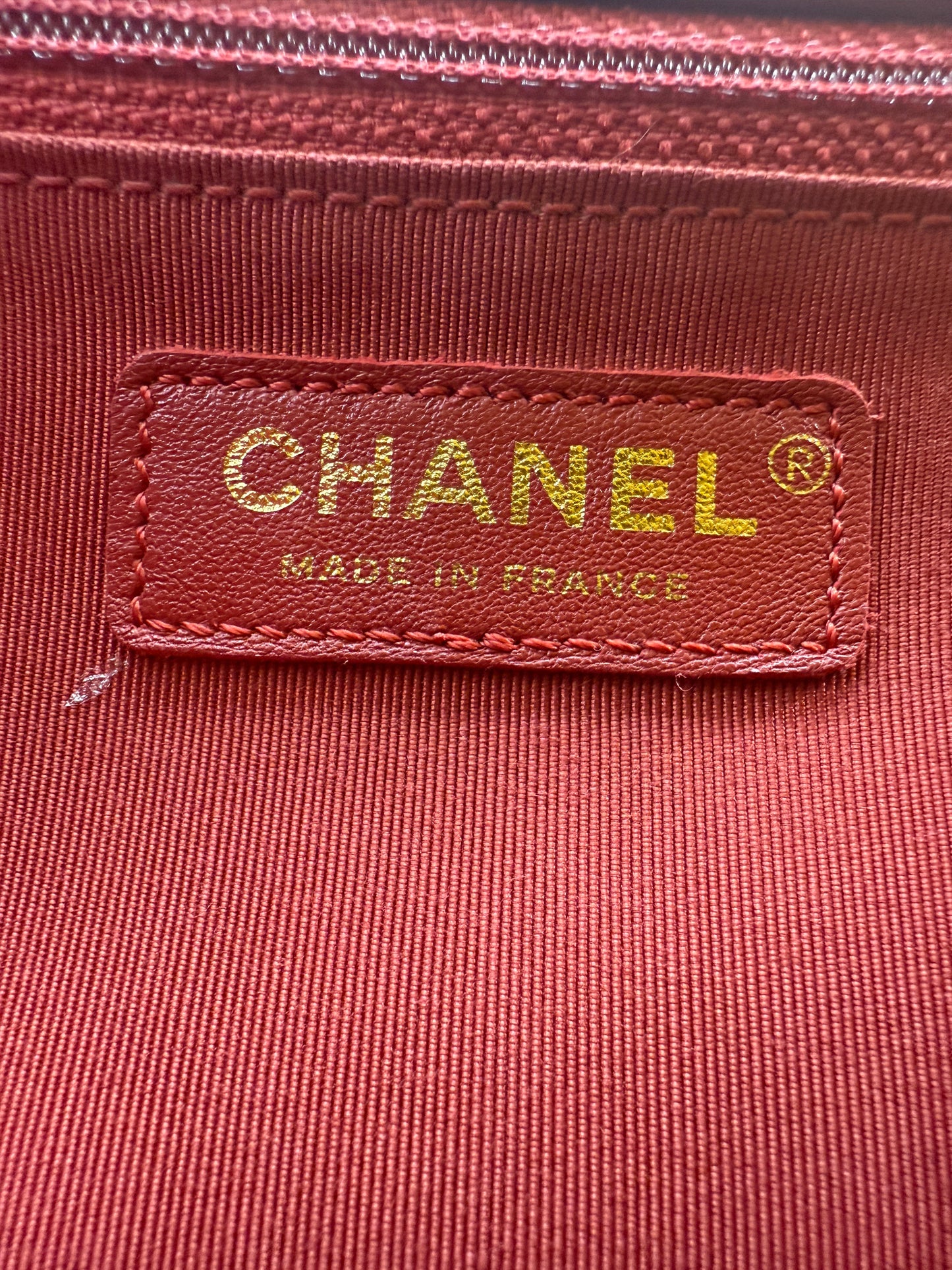 Chanel Dark Red Lambskin Quilted Medium Boy Flap