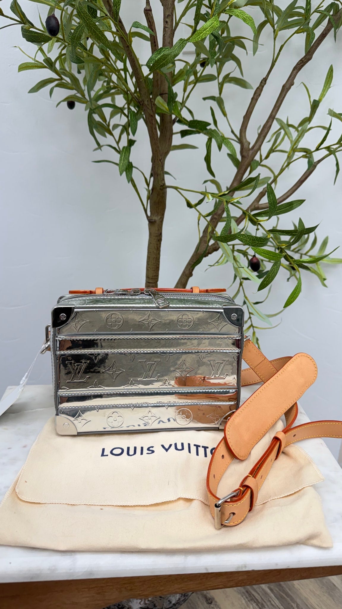 Louis Vuitton Silver Monogram Mirror Soft Trunk Crossbody Bag 