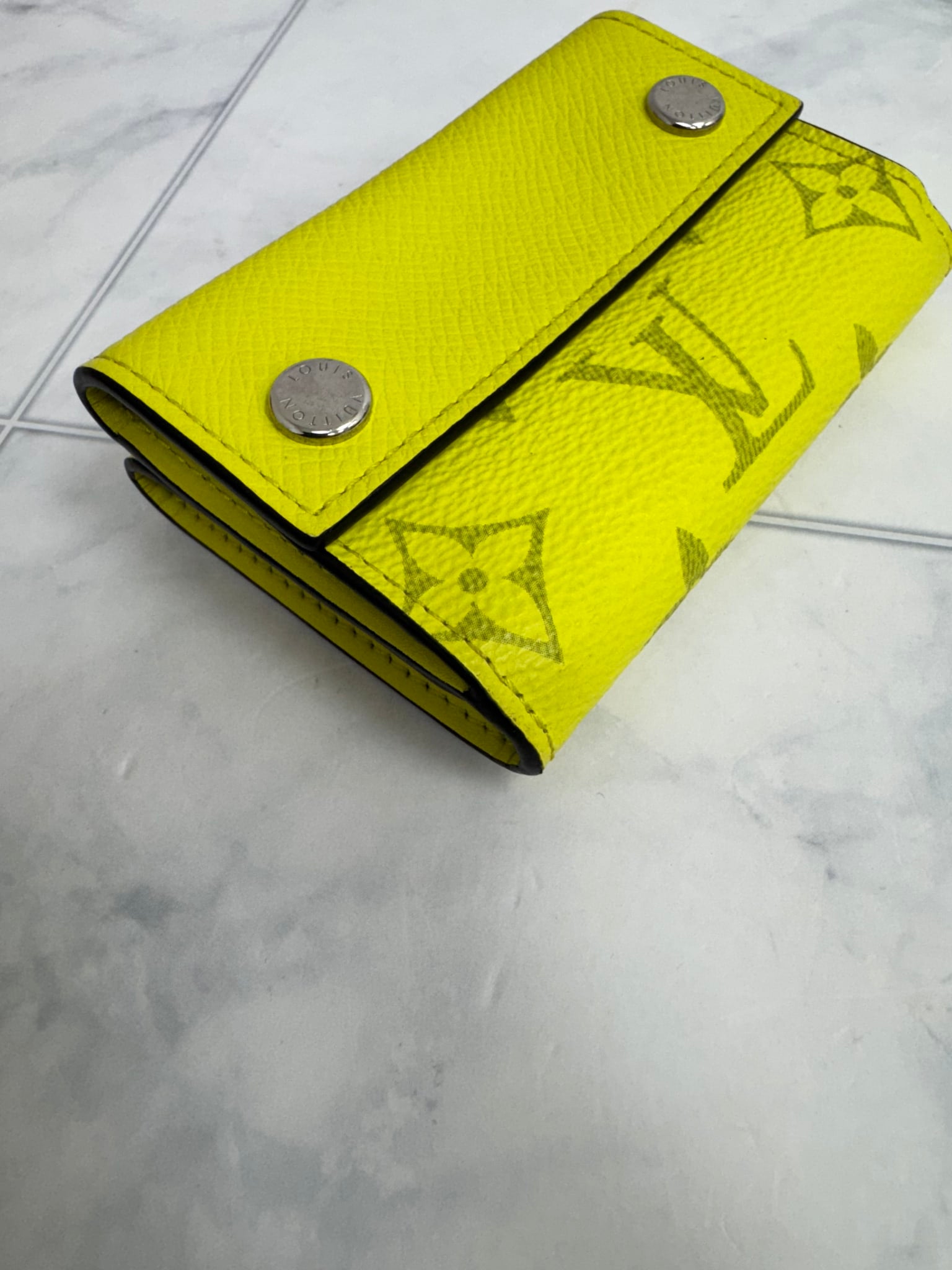 Louis Vuitton Yellow Monogram Taigarama Discovery Compact Wallet