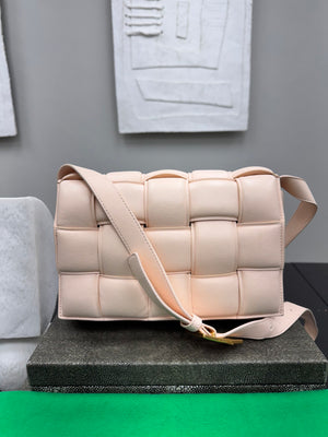 Bottega Veneta Light Peach Padded Maxi Intrecciato Leather Cassette Crossbody Bag