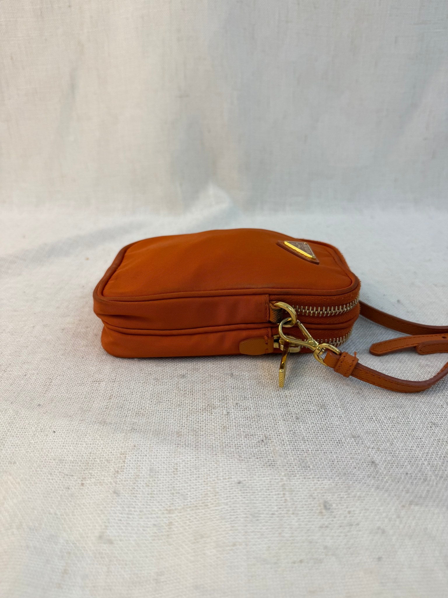 Prada Orange Nylon Tessuto Mini Crossbody Bag