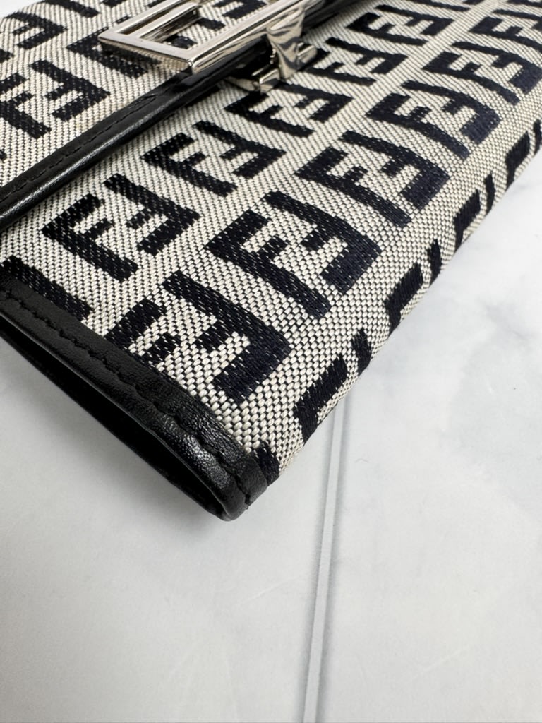 Fendi Grey And Black Zucca Canvas Compact Wallet