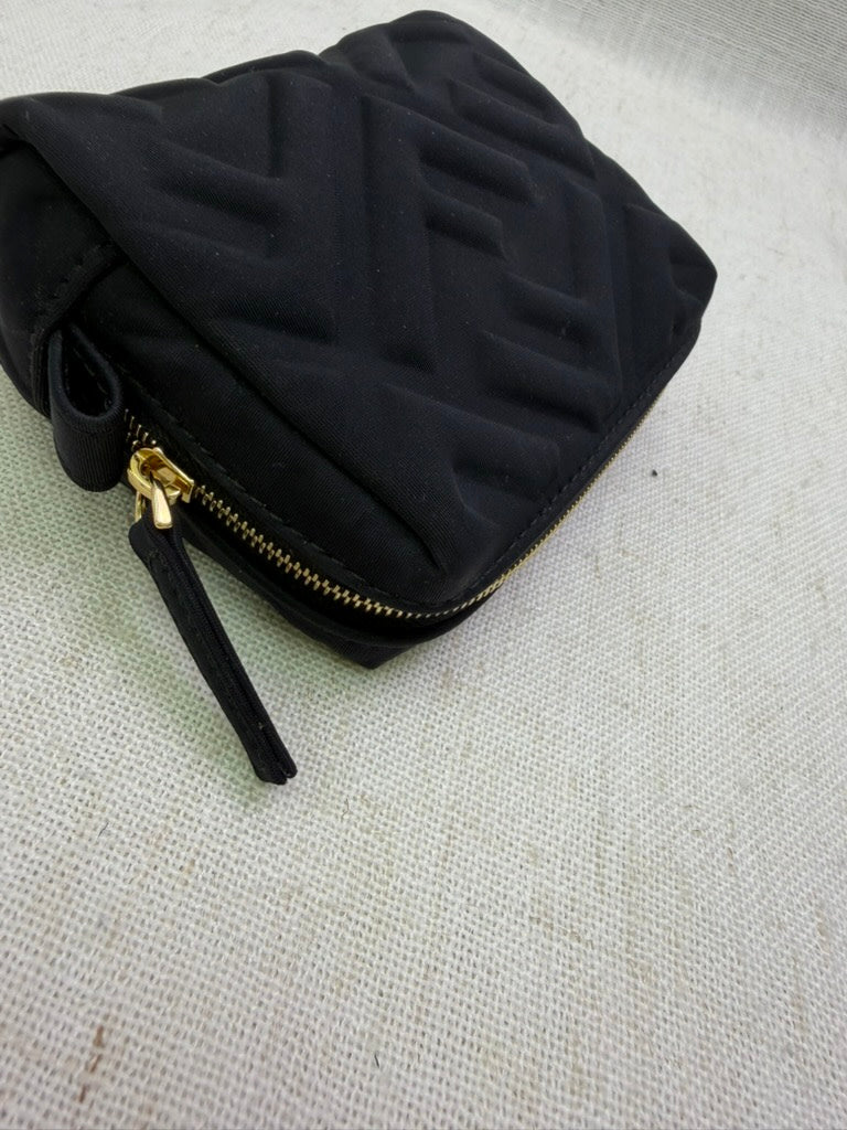 Fendi Black Embossed Zucca Zippy Pouch