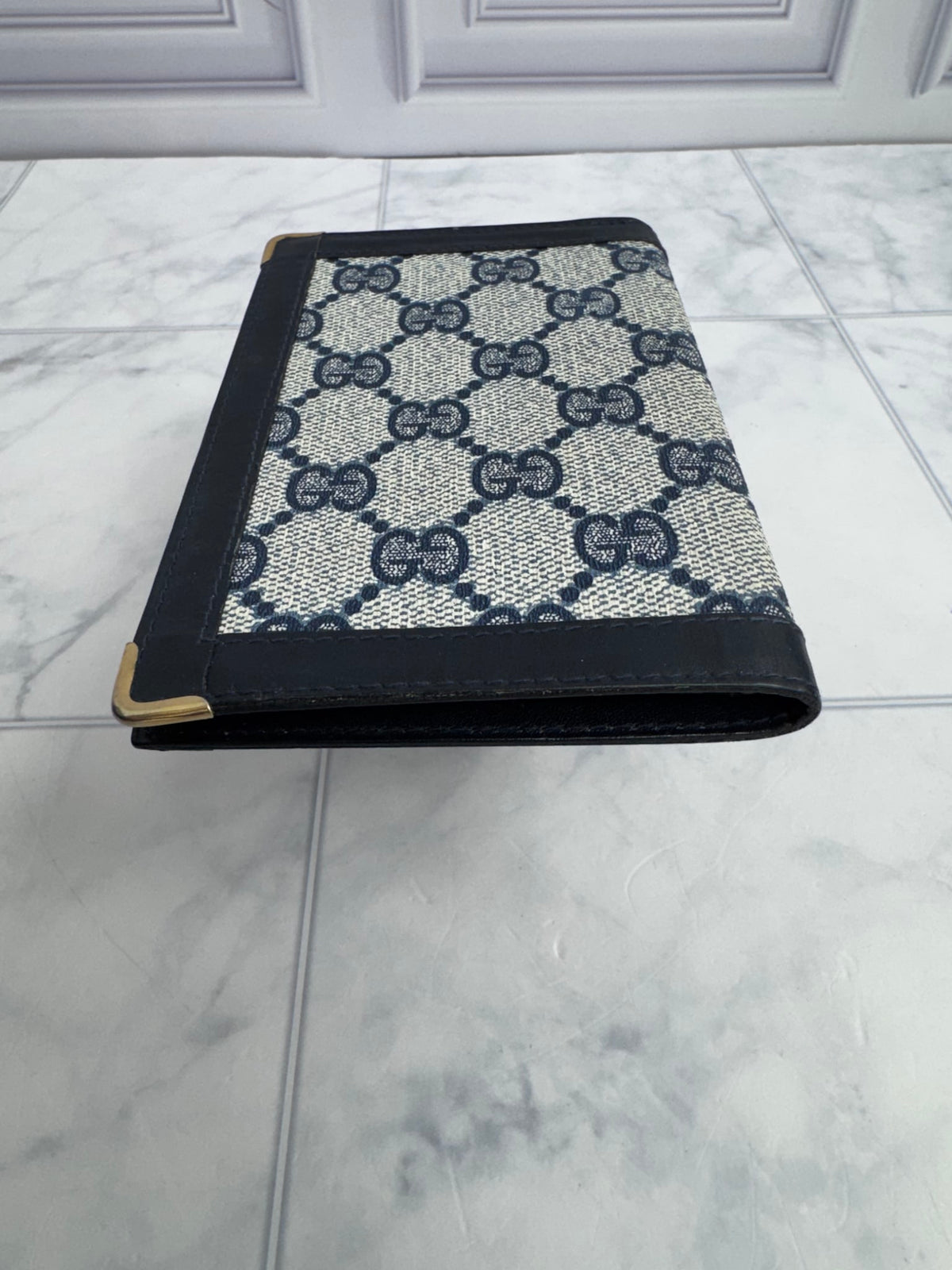 Gucci Blue GG Monogram Coated Canvas Bifold Wallet