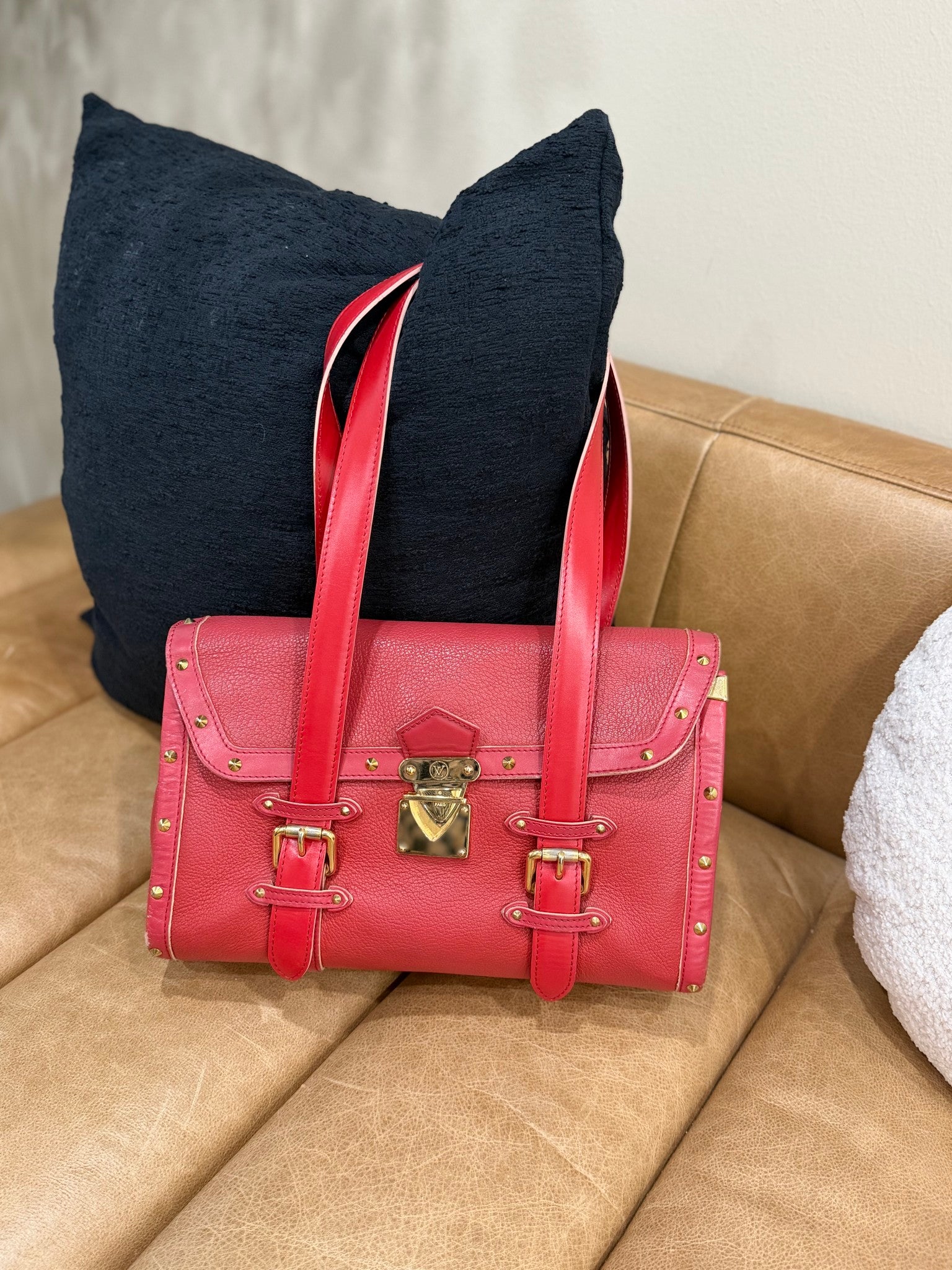 Louis Vuitton Red Leather Suhali L'Epanoui GM Shoulder Bag