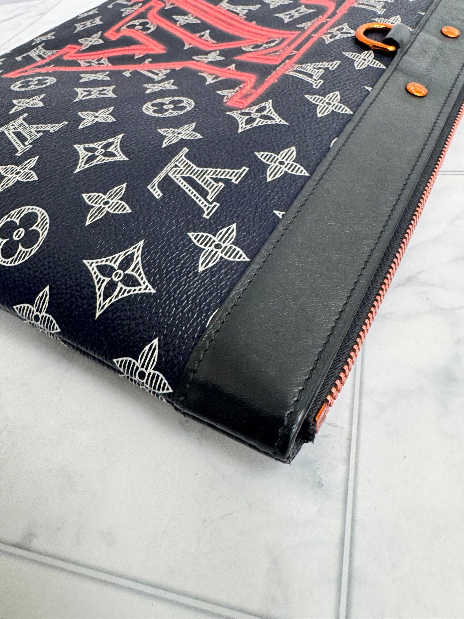 Louis Vuitton Navy Blue Monogram Upside Down Pochette Apollo GM
