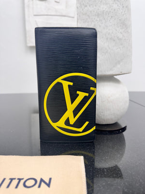 Louis Vuitton Black Epi Leather Giant Logo Brazza Wallet