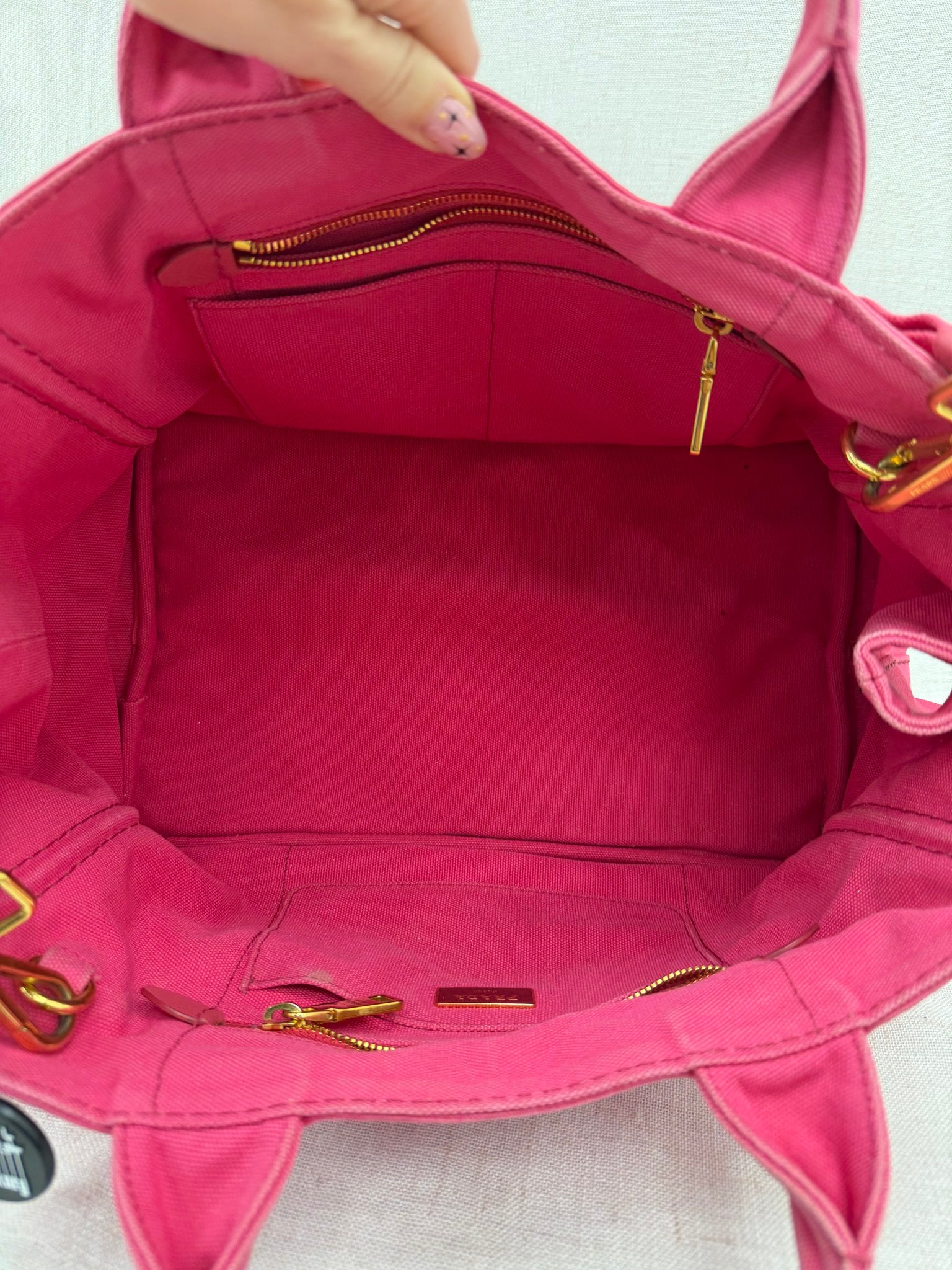 Prada Pink Canvas Large Canapa 2way Bag