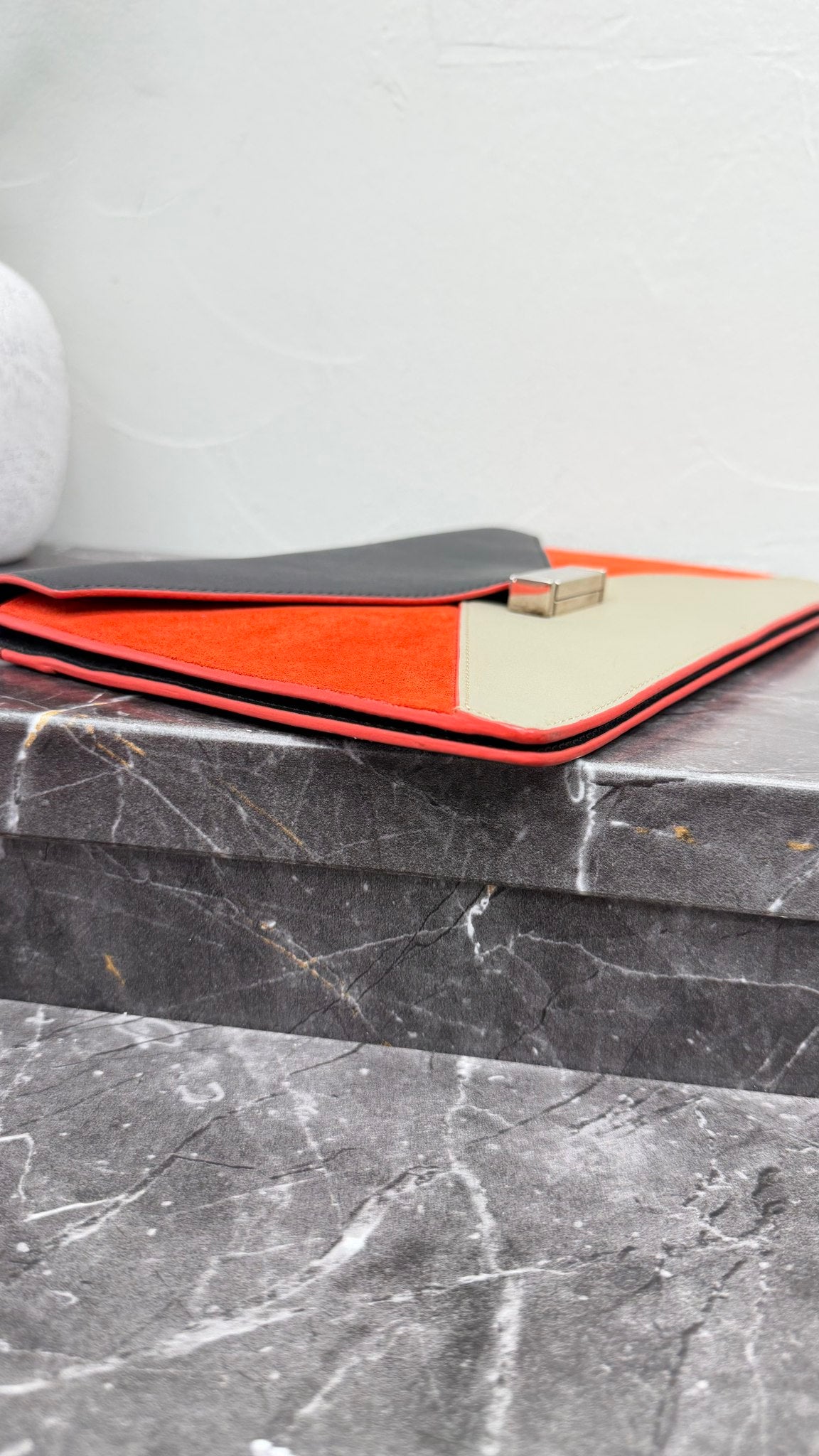 Celine Tricolor Leather & Suede Diamond Envelope Clutch