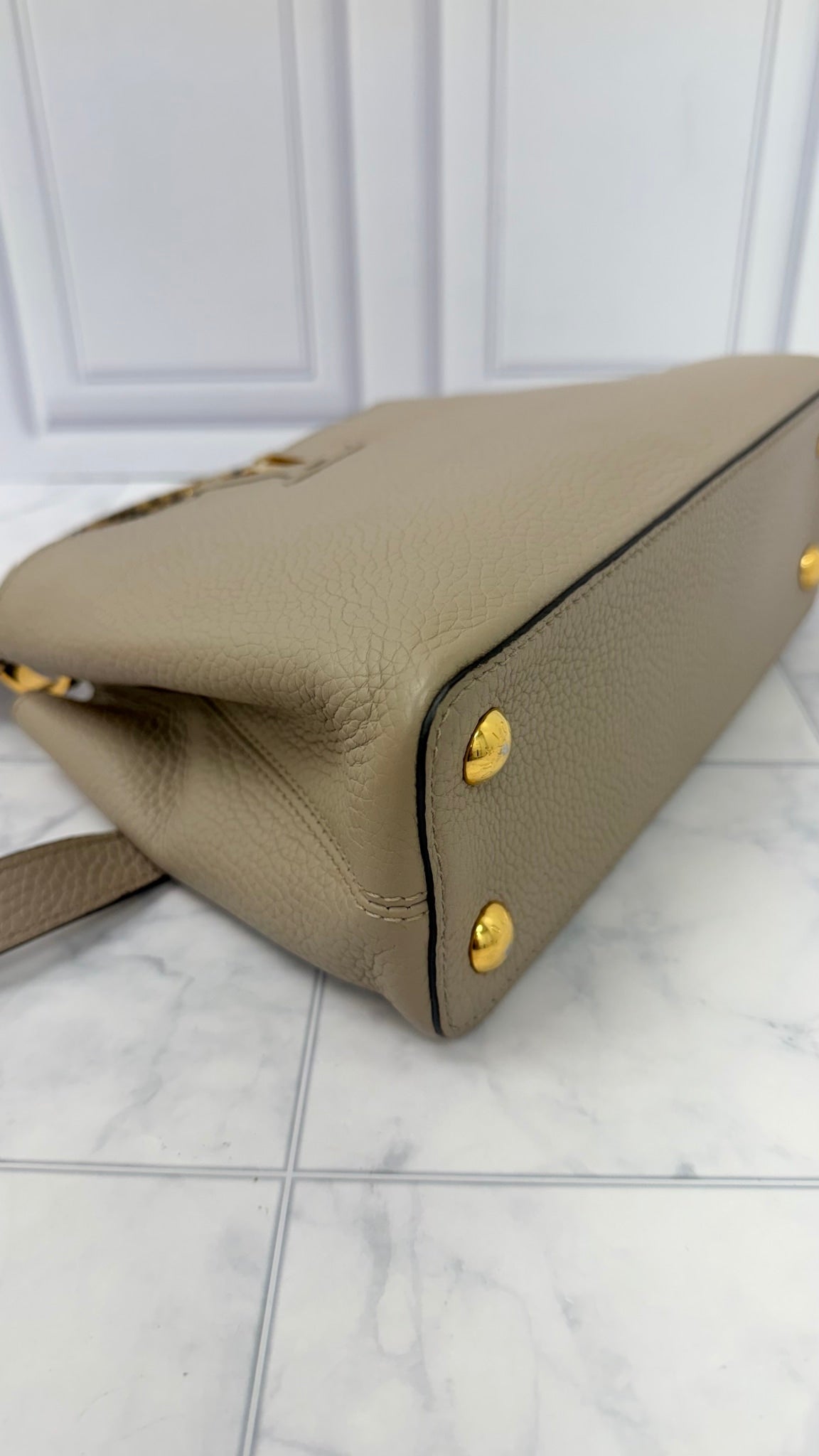 Louis Vuitton Grey And Python Taurillon Leather Capucines BB Handbag