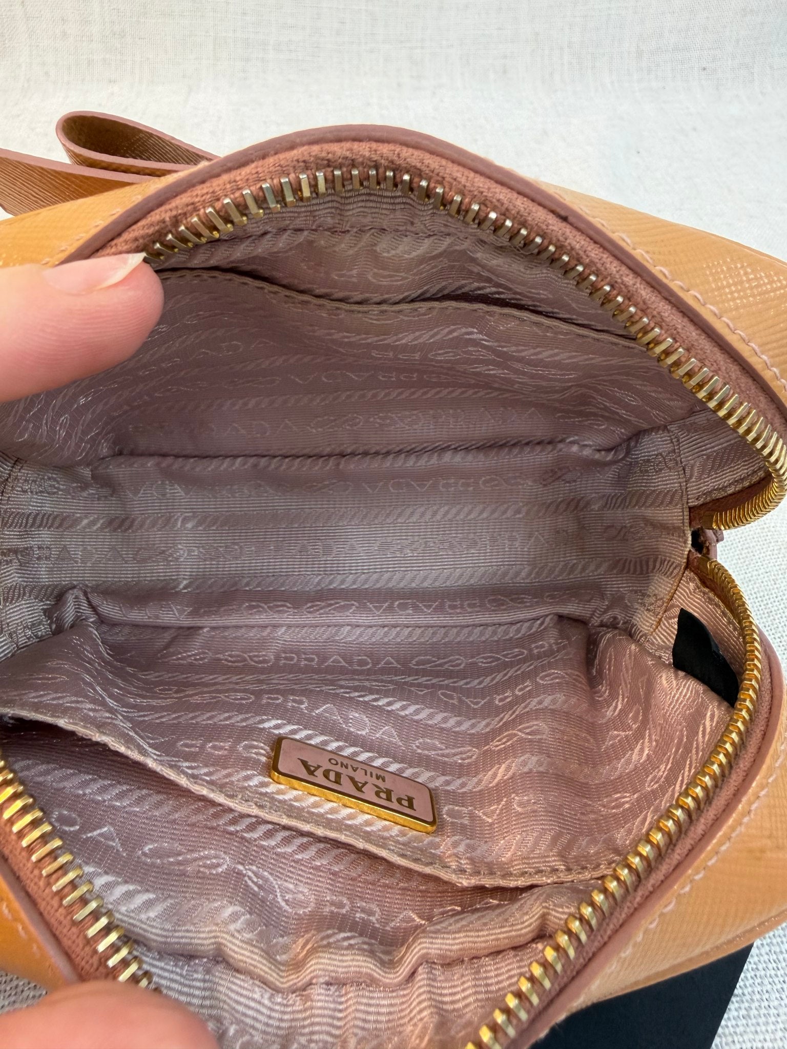 Prada Tan Saffiano Leather Box Crossbody Bag