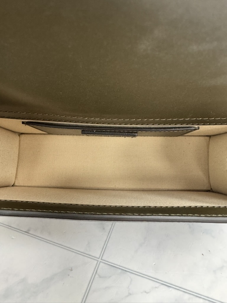 BRAND NEW - Jacquemus Dark Khaki Green Leather Le Grand Bambino Handbag