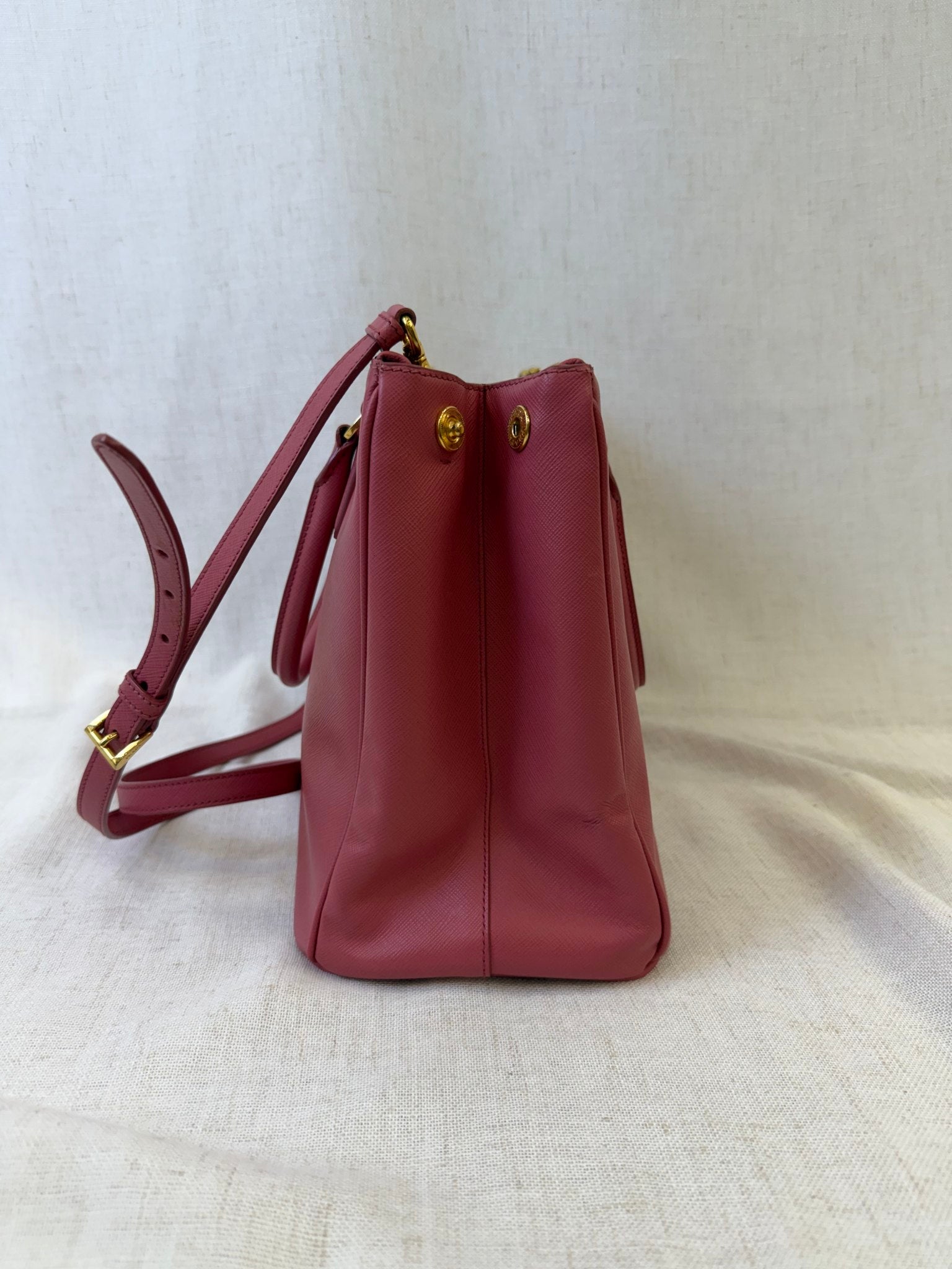 Prada Pink Saffiano Leather Galleria Two Way Tote