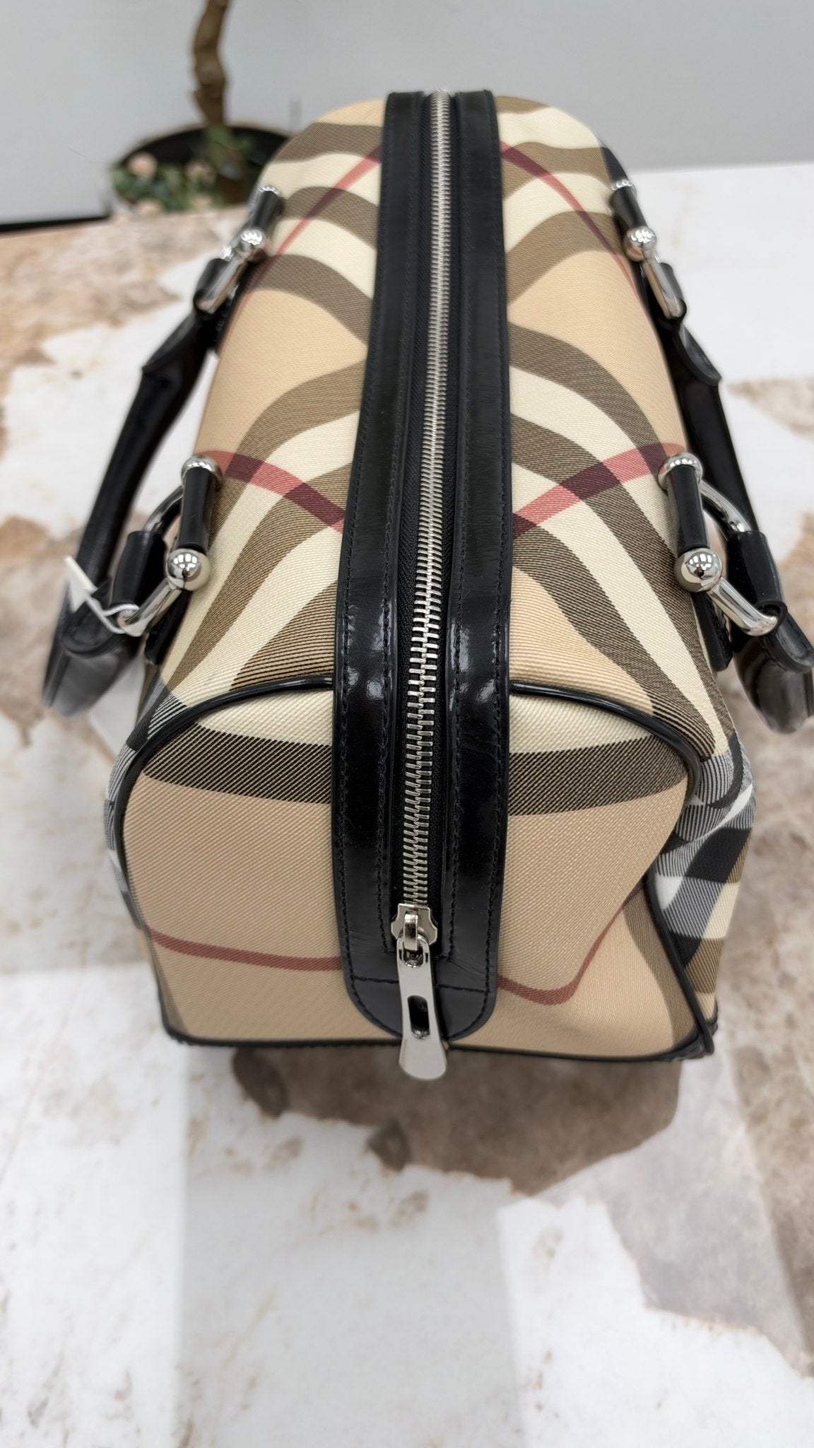 Burberry Beige Nova Check Supernova Boston Bag