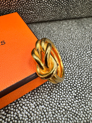 Hermes Gold Tone Atame Scarf Ring