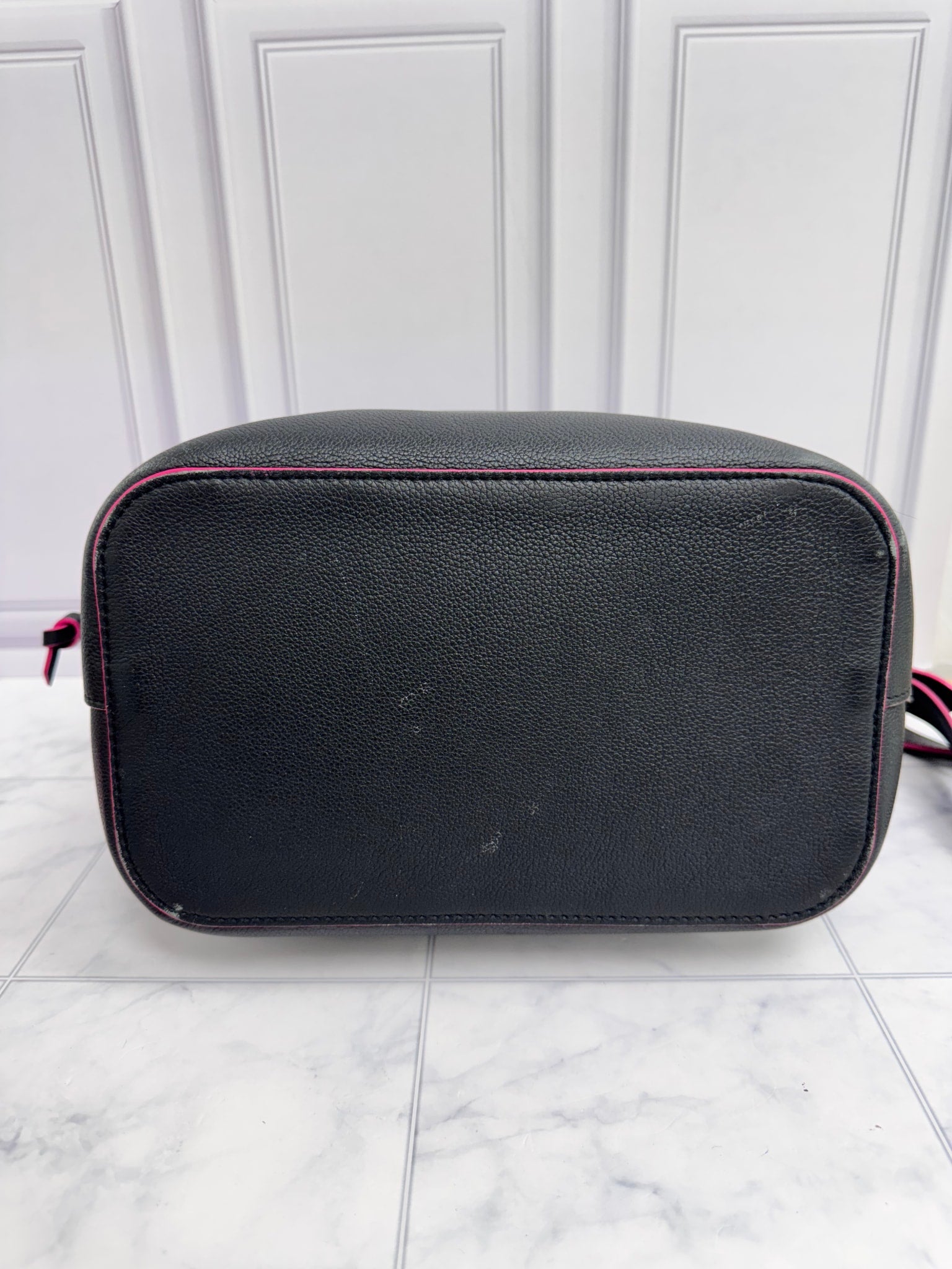 Louis Vuitton Black Leather Lock Me Bucket Bag