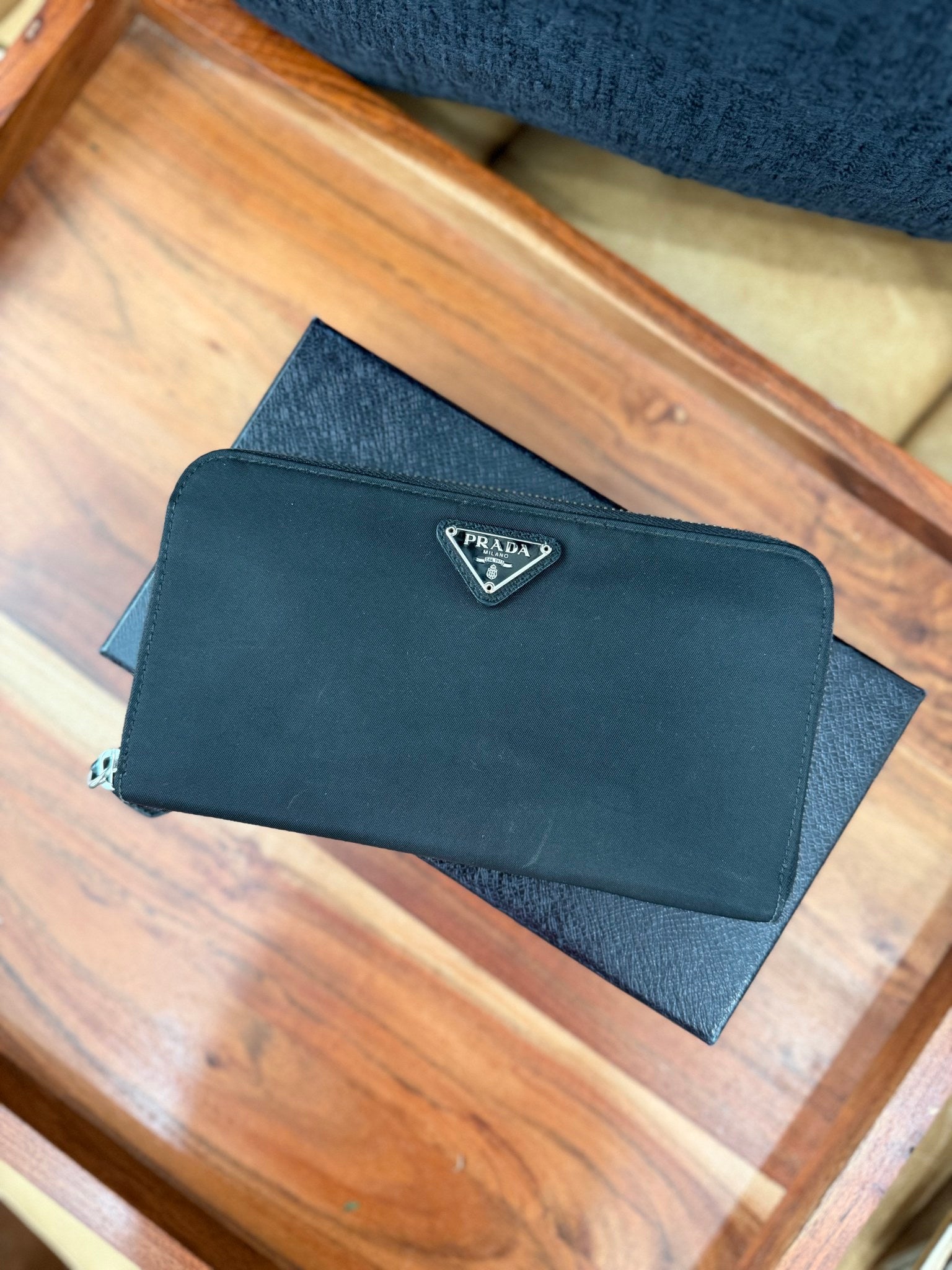 Prada Black Nylon Zippy Wallet