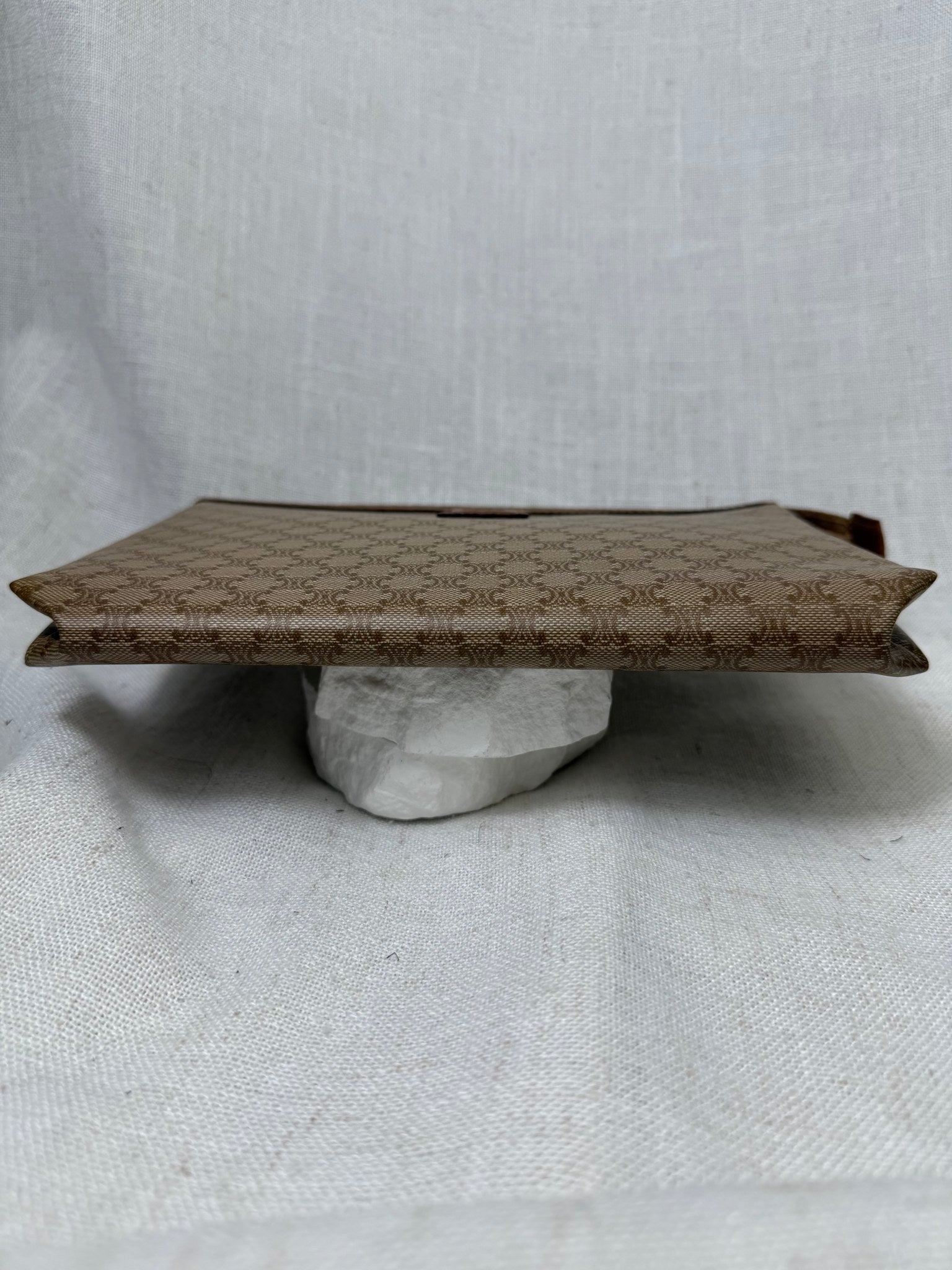 Celine Beige Coated Canvas Macadam Clutch Bag