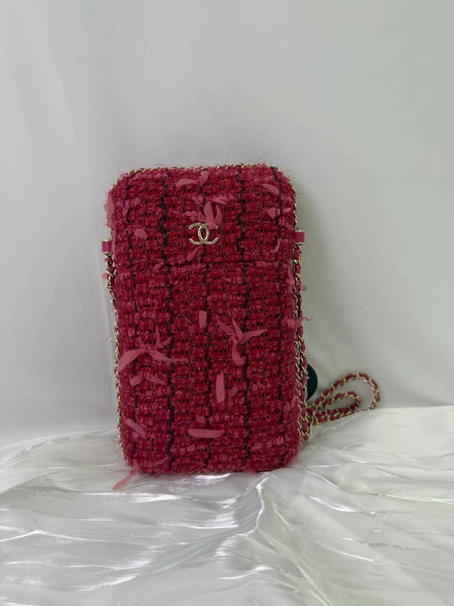 Chanel Pink Tweed Phone Holder