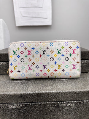 Louis Vuitton White Murakami Long Zippy Wallet