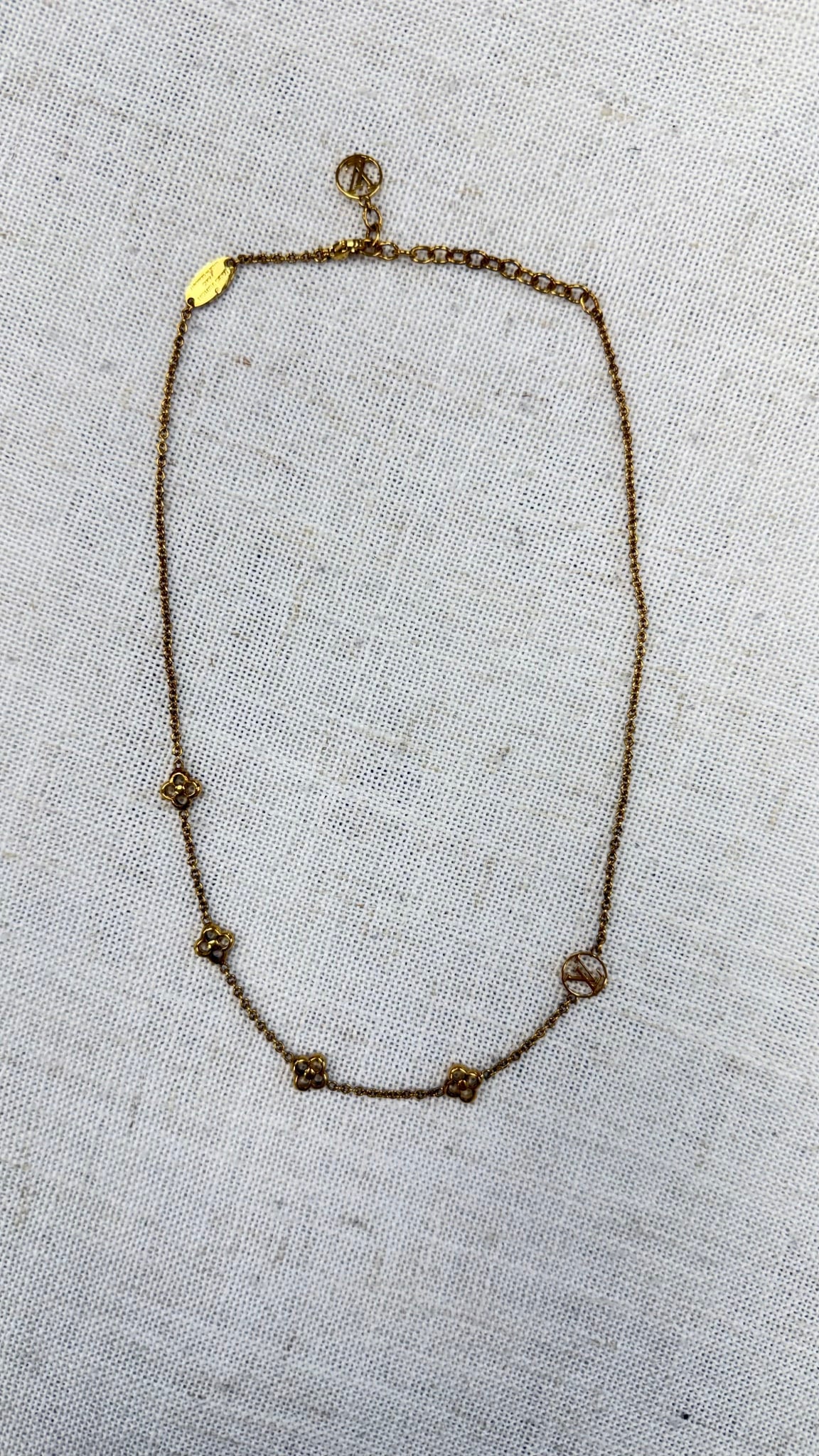 Louis Vuitton Gold Toned Flower Full Station Necklace