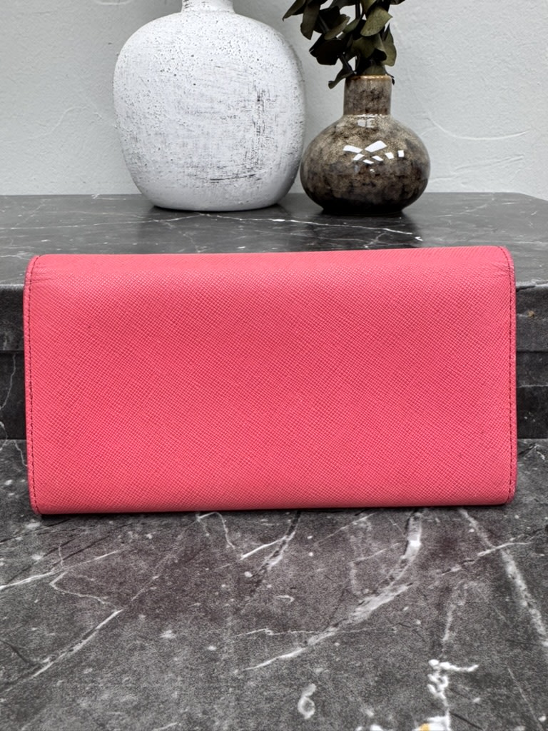 MCM Hot Pink Saffiano Leather Trifold Long Wallet