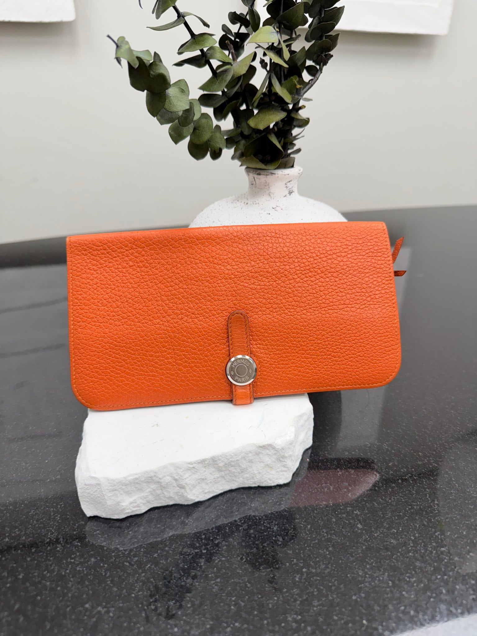 Hermes Orange Togo Leather Dogon Duo Wallet