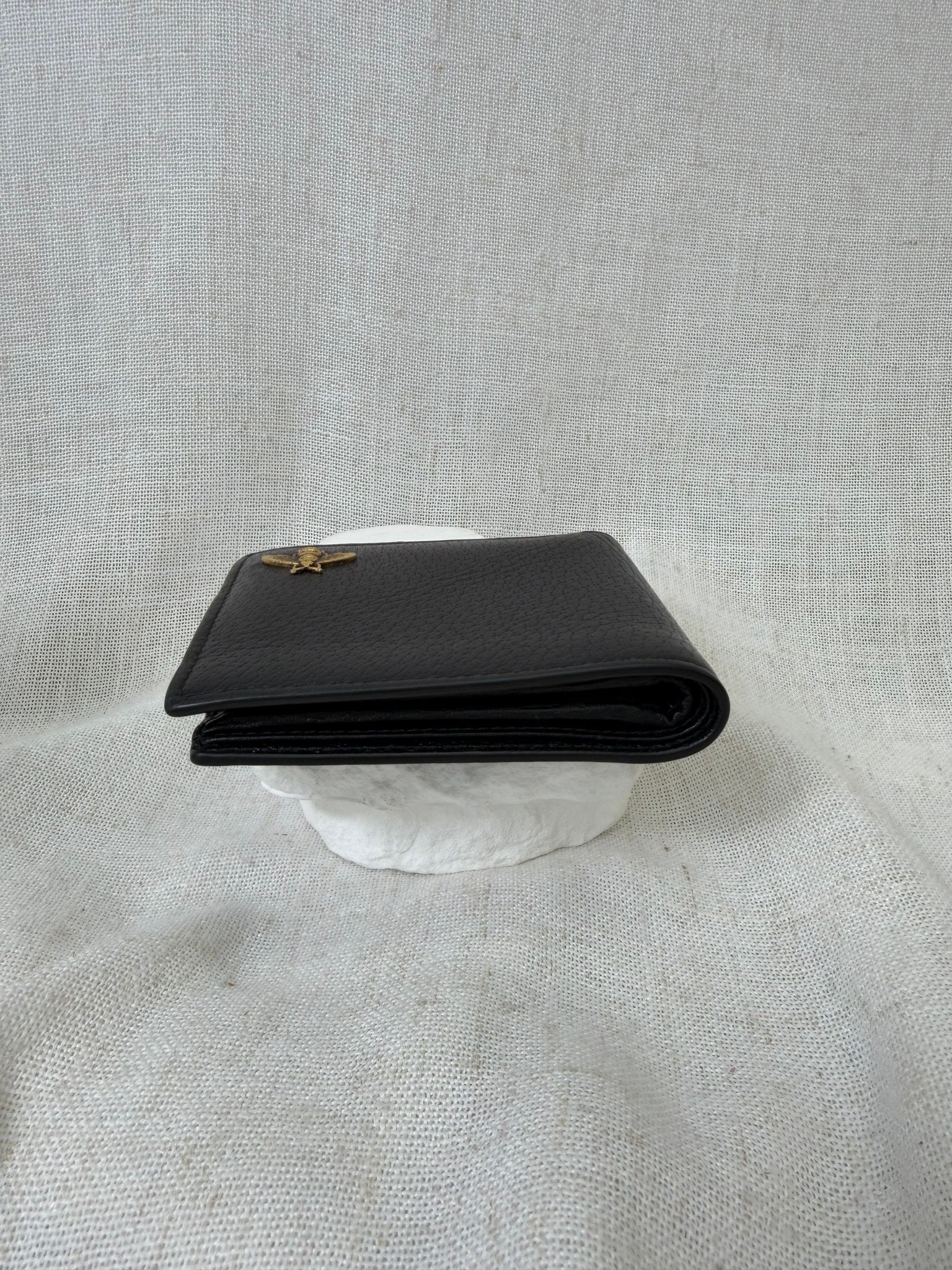 Gucci Black Leather Anomalies Bee Bifold Wallet