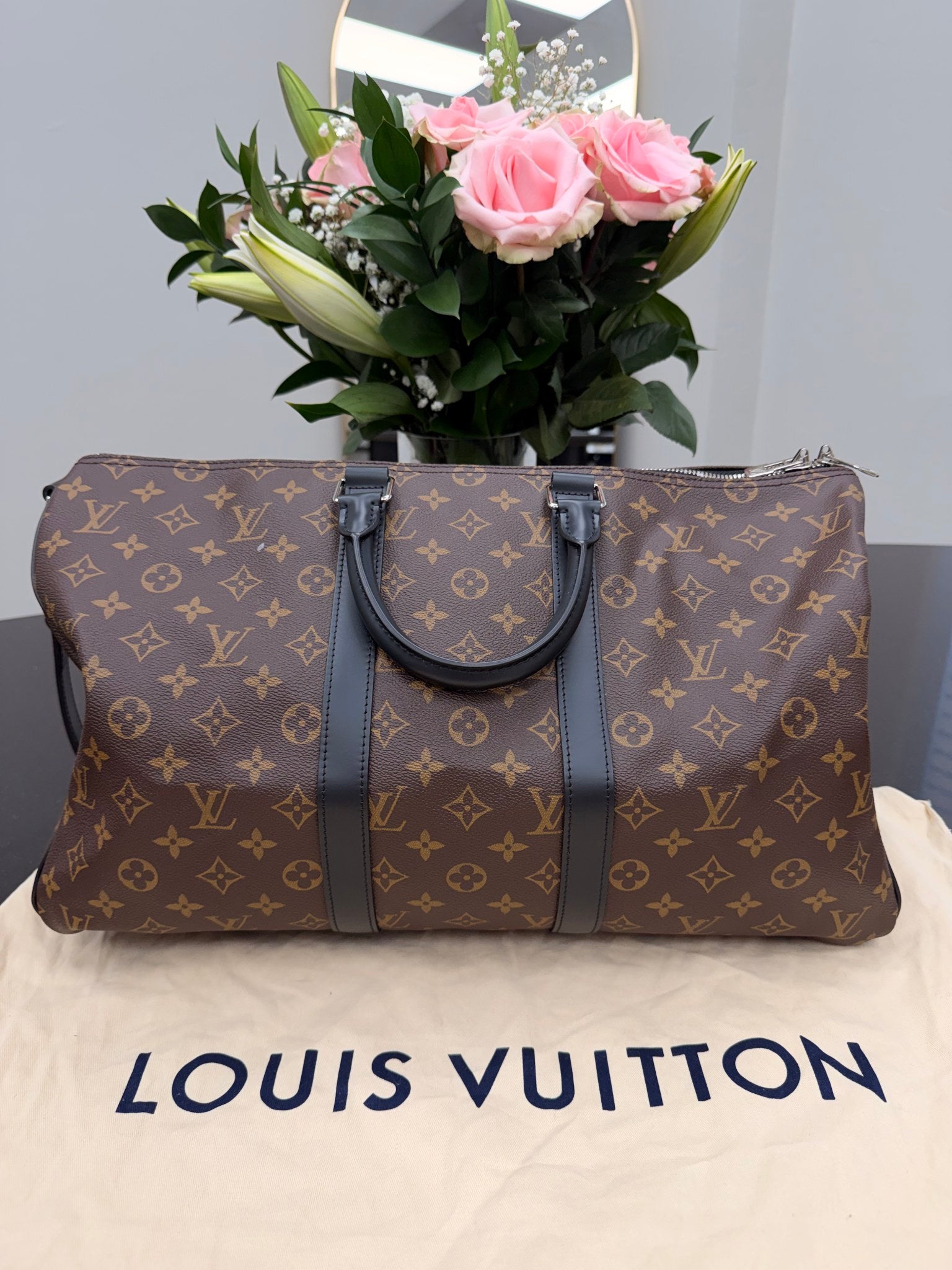 Louis Vuitton Monogram Macassar Keepall 45 Bandouliere 