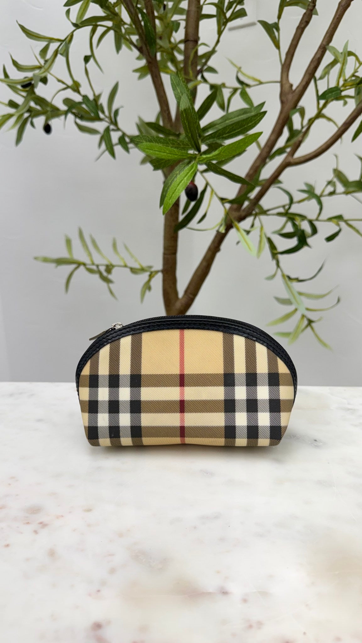 Burberry Beige Nova Check Coated Canvas Cosmetic Pouch