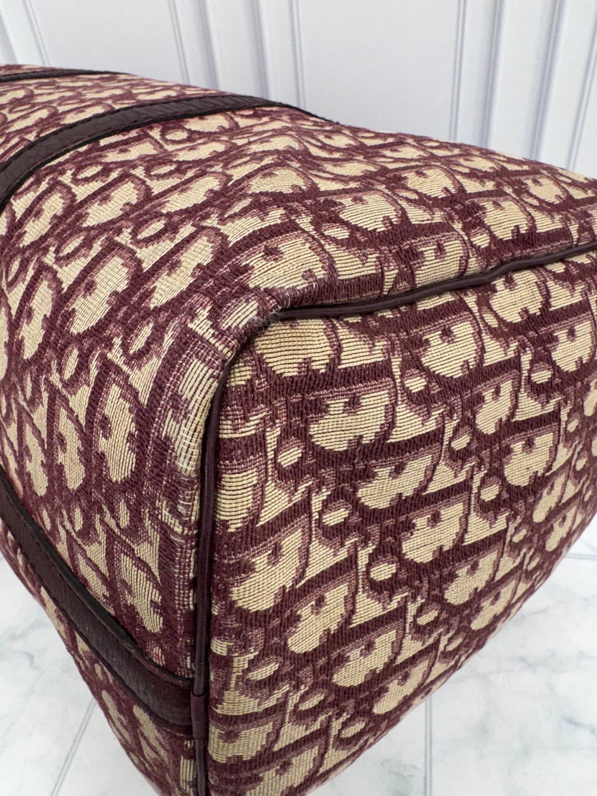 Christian Dior Burgundy Trotter Canvas Boston Bag 40