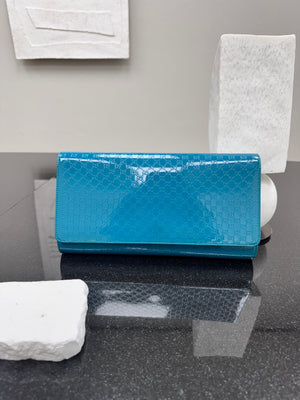 Gucci Turquoise Microguccissima Patent Leather Broadway Clutch Bag