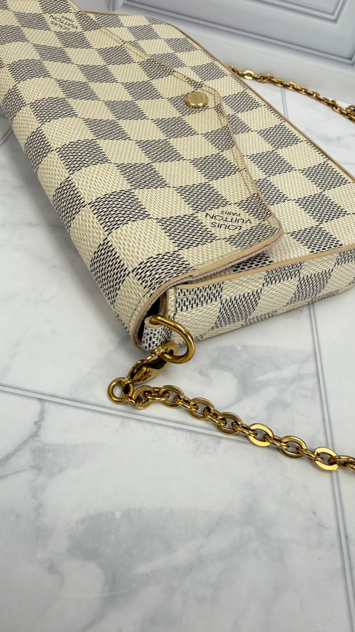 Louis Vuitton Damier Azur & Rose Ballerine Felicie Pochette 