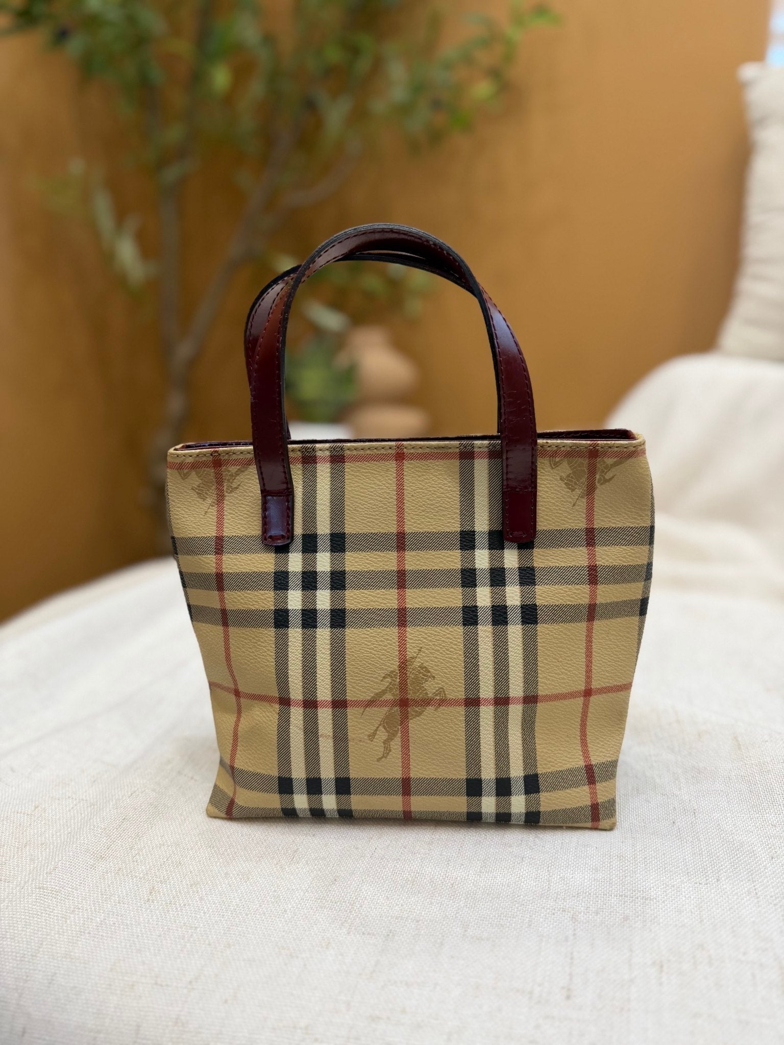 Burberry Vintage Nova Check Leather Mini Tote Bag