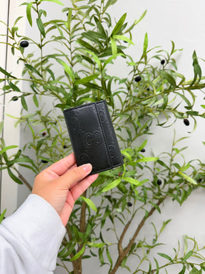 Gucci Black GG Embossed Leather 6 Ring Key Case