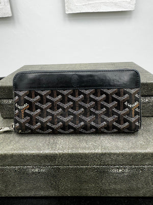 Goyard Black Goyardine Leather Zippy Wallet
