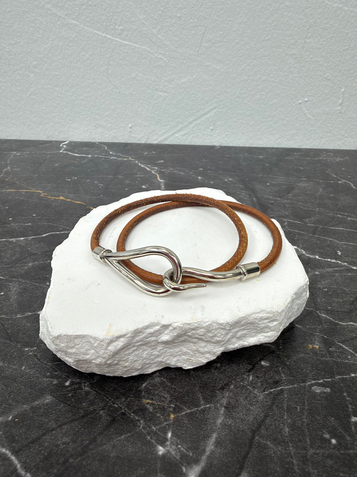Hermes Brown Leather Jumbo Double Tour Bracelet