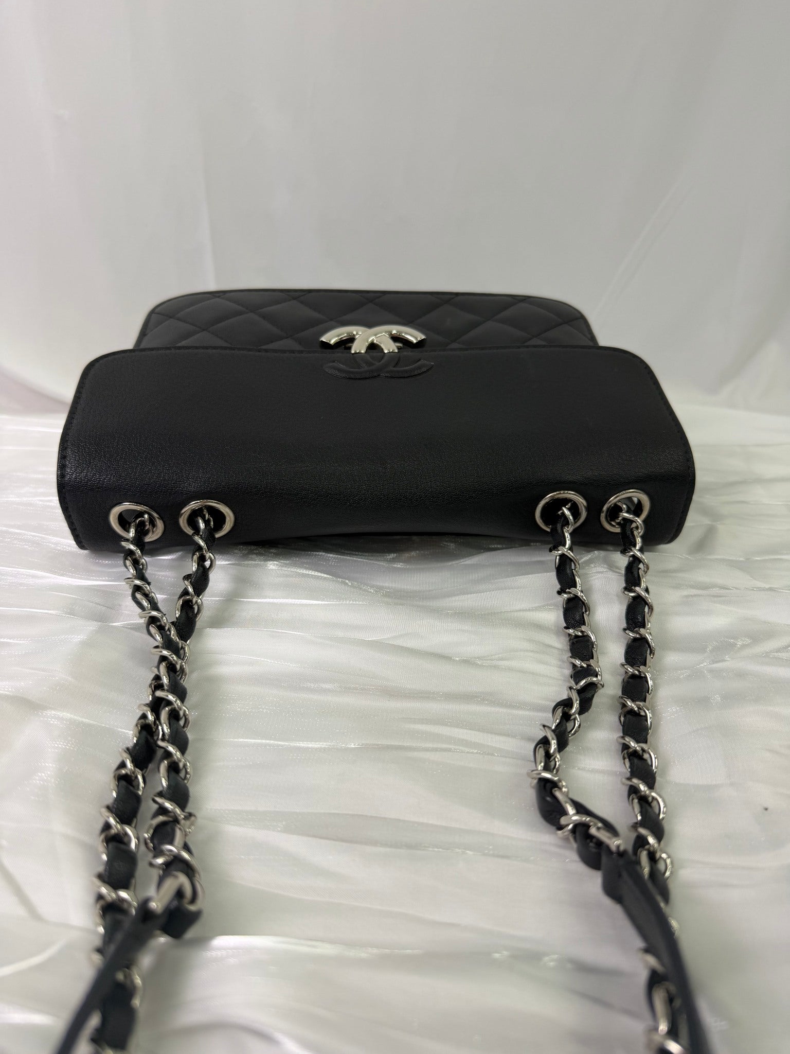 Chanel Black Calfskin CC Box Flap Shoulder Bag