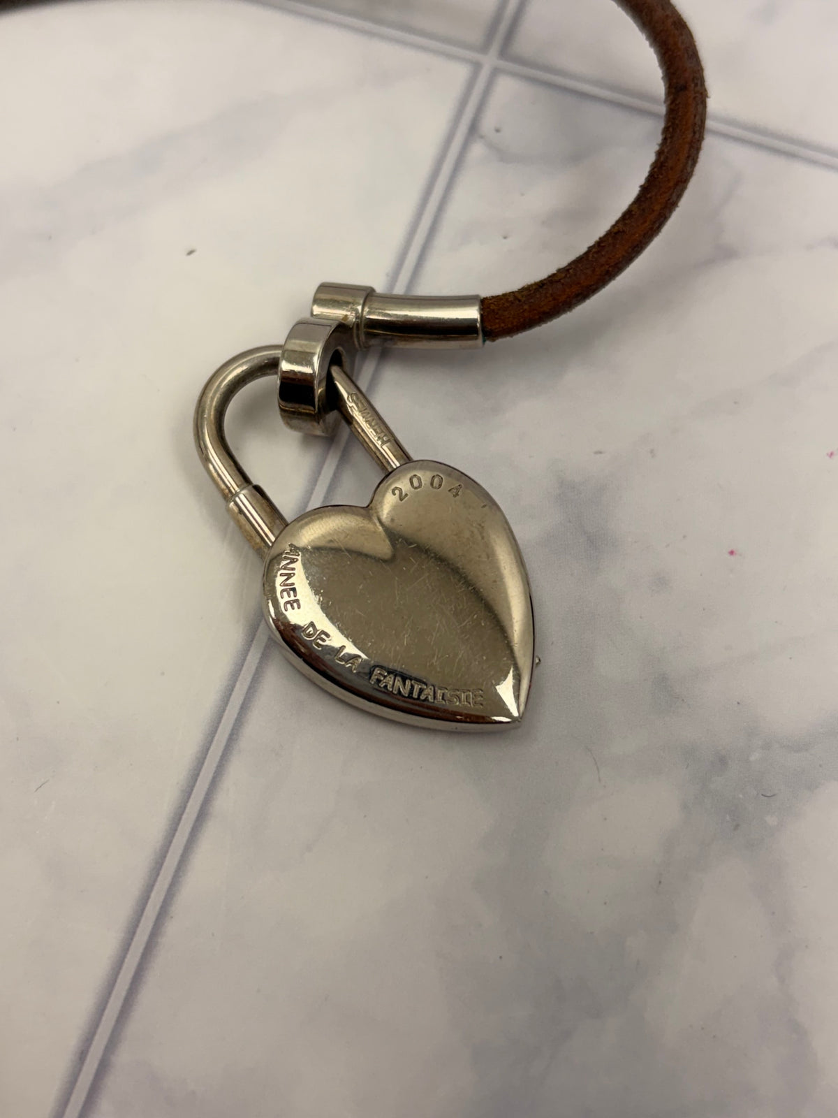 Hermes Silver Tone Vive L Dee Heart Padlock Choker