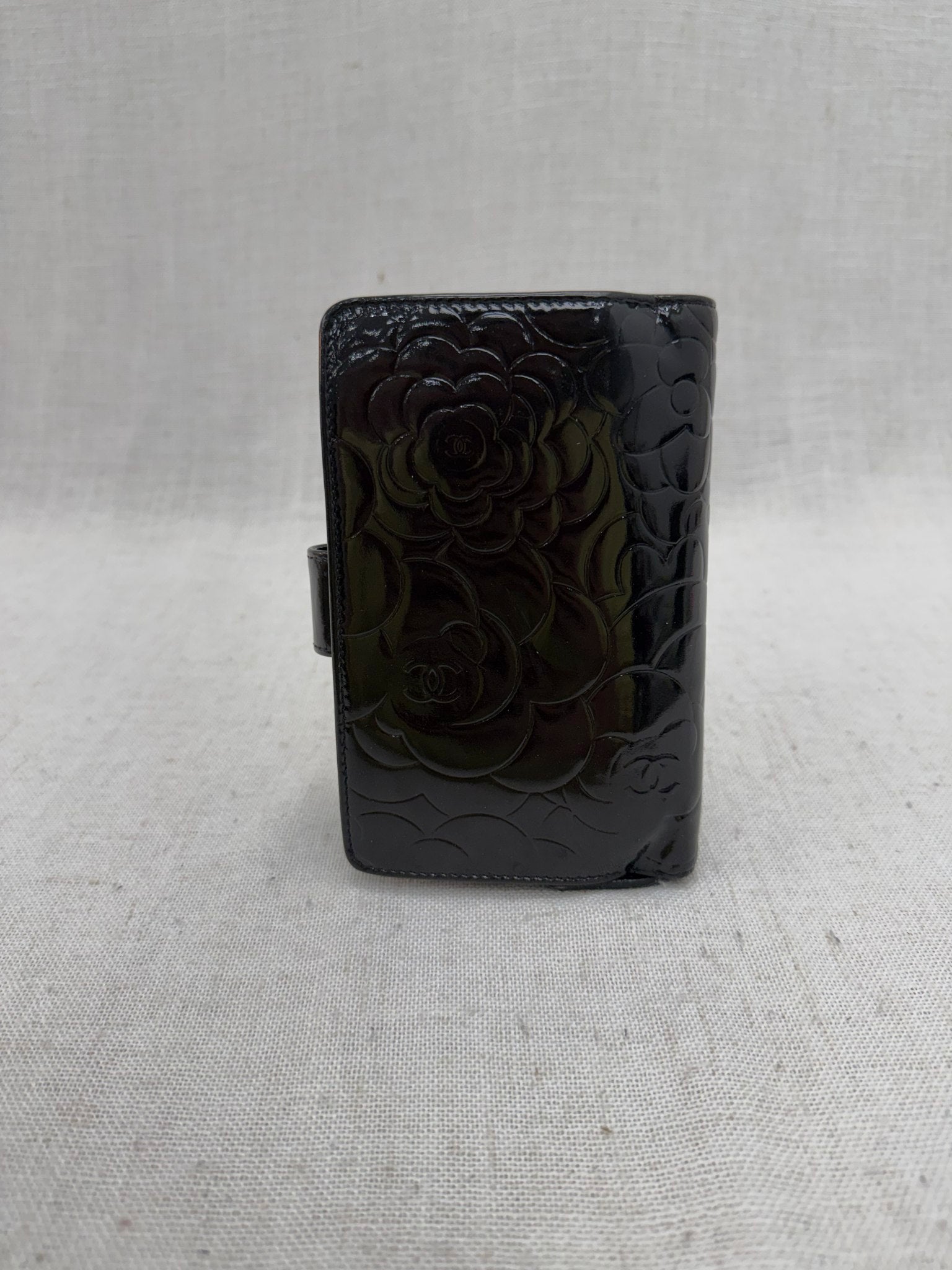 Chanel Black Patent Leather Cameilla Compact Wallet