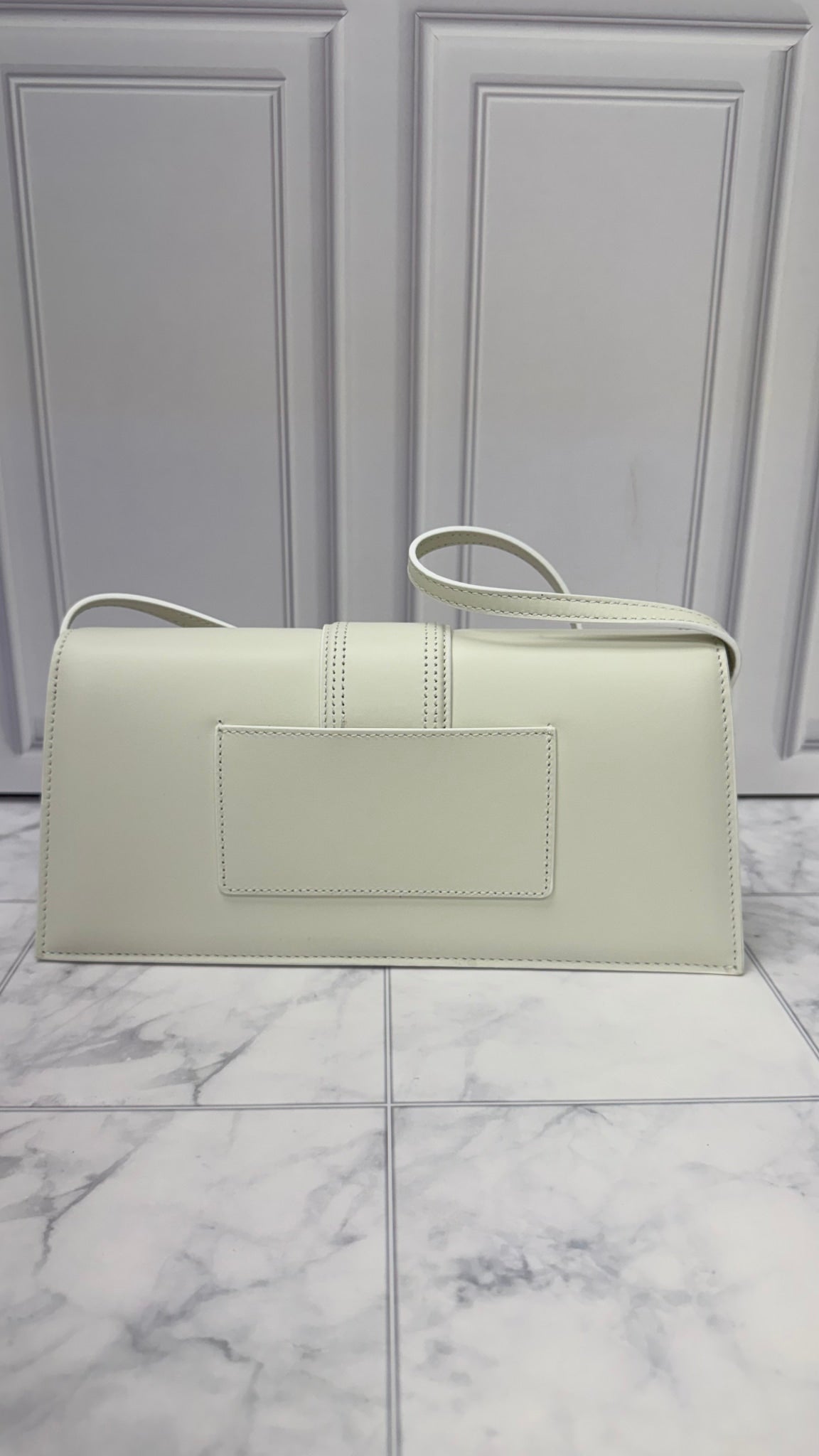 BRAND NEW - Jacquemus White Leather Le Bambino Long Shoulder Bag