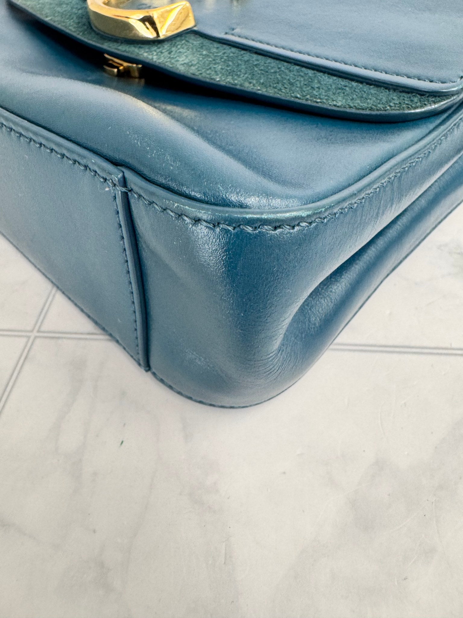 Chloe Blue Leather C Crossbody Bag