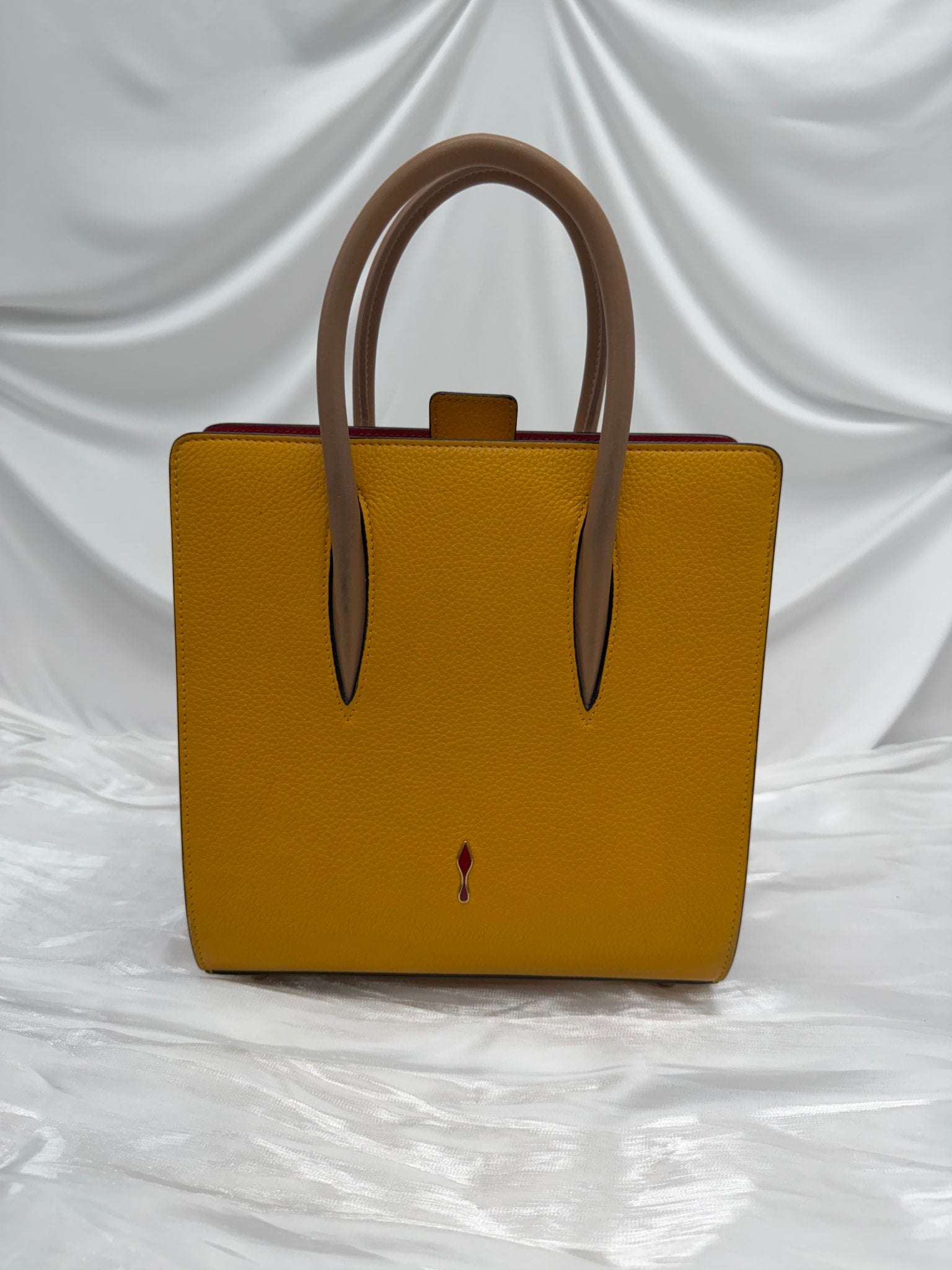 Christian Louboutin Yellow Leather & Textile Small Paloma Handbag